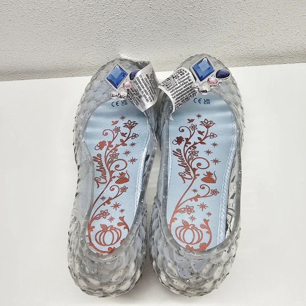 Disney Cinderella Glass Slipper Sparkle Light Up Gem Heart Dresss Shoes Size 2/3
